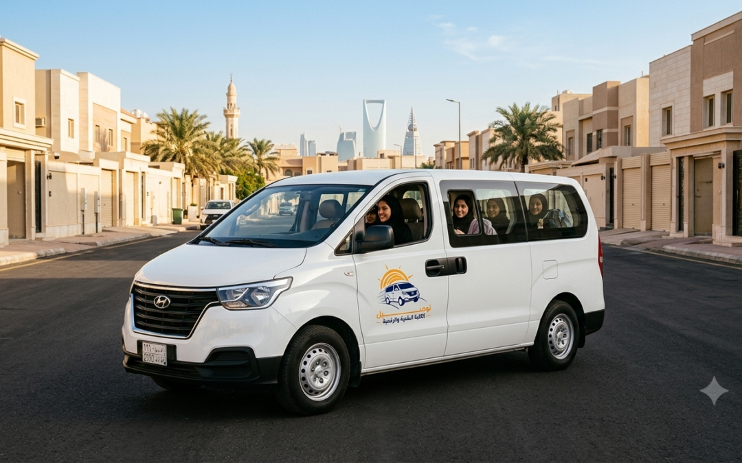 حافلة سيارات توصيل طالبات الكلية التقنية والرقمية بالرياض شركة ابو محمد حي الطويق